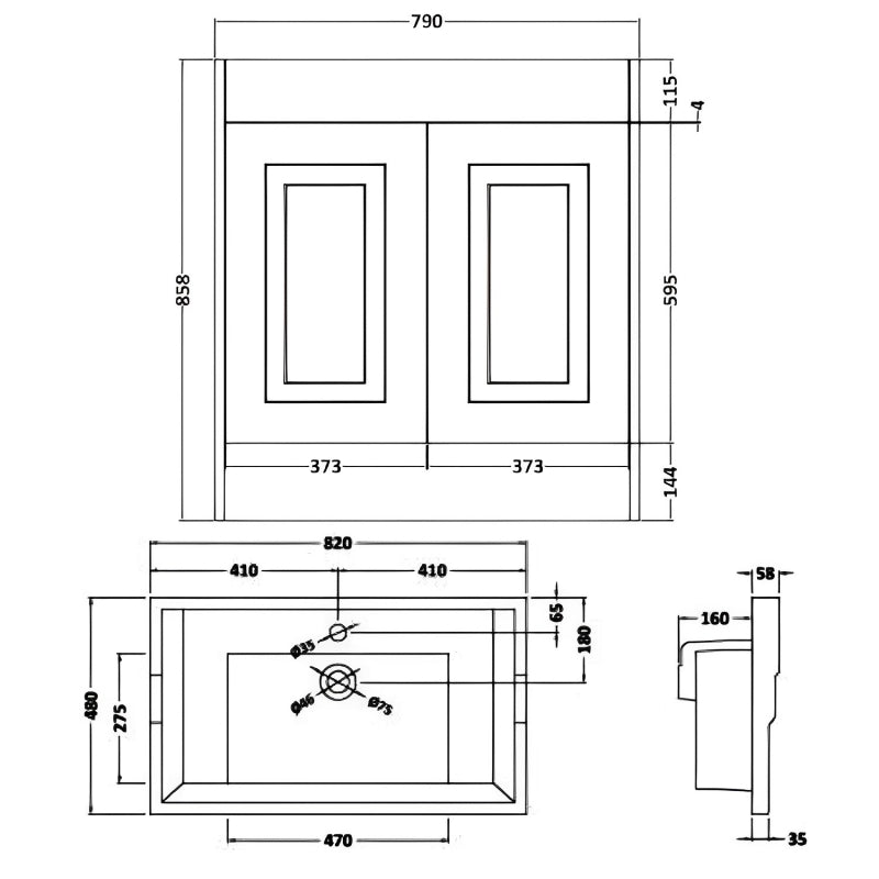 Lavabo Astley Tradicional 1TH 800mm