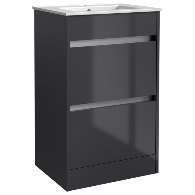 City 500x390mm Floor Standing Unit Storm Grey Gloss