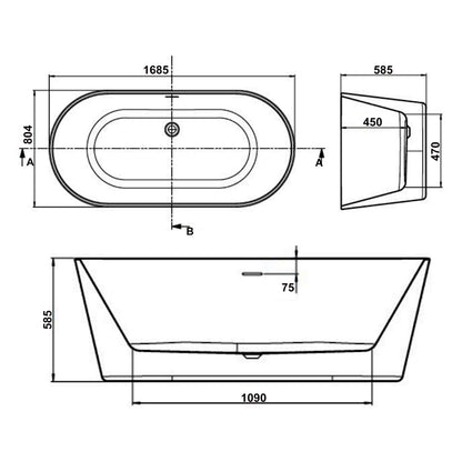 Coast 1700 x 800 Freestanding Bath