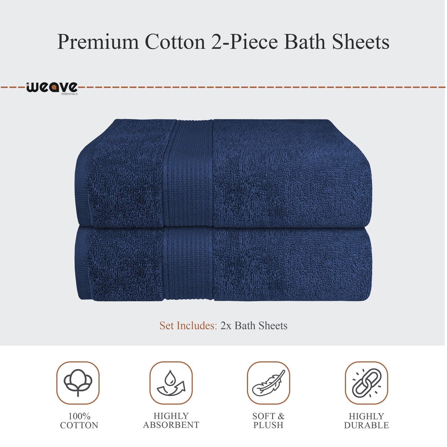 Rhodes Towel Royal Blue 100% Cotton Hotel Quality Soft Super Absorbent Hand Bath Towels, Sheets & Face Cloths by OLIVIA ROCCO