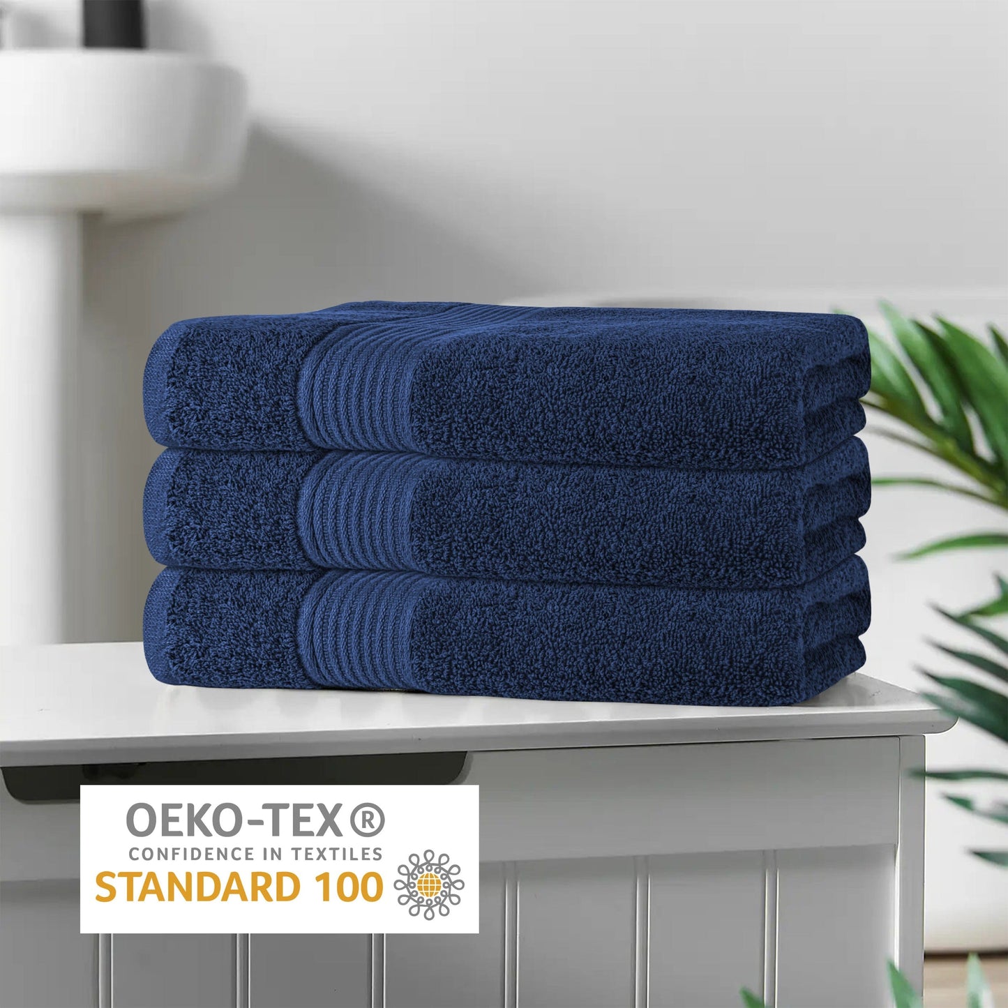 Rhodes Towel Royal Blue 100% Cotton Hotel Quality Soft Super Absorbent Hand Bath Towels, Sheets & Face Cloths by OLIVIA ROCCO