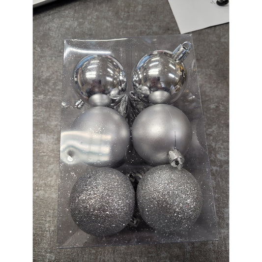 12 silver baubles