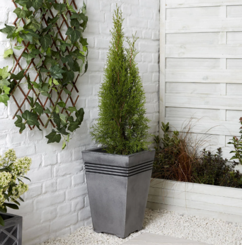 Sankey Milano Tall Square Planter Pewter 46cm Height