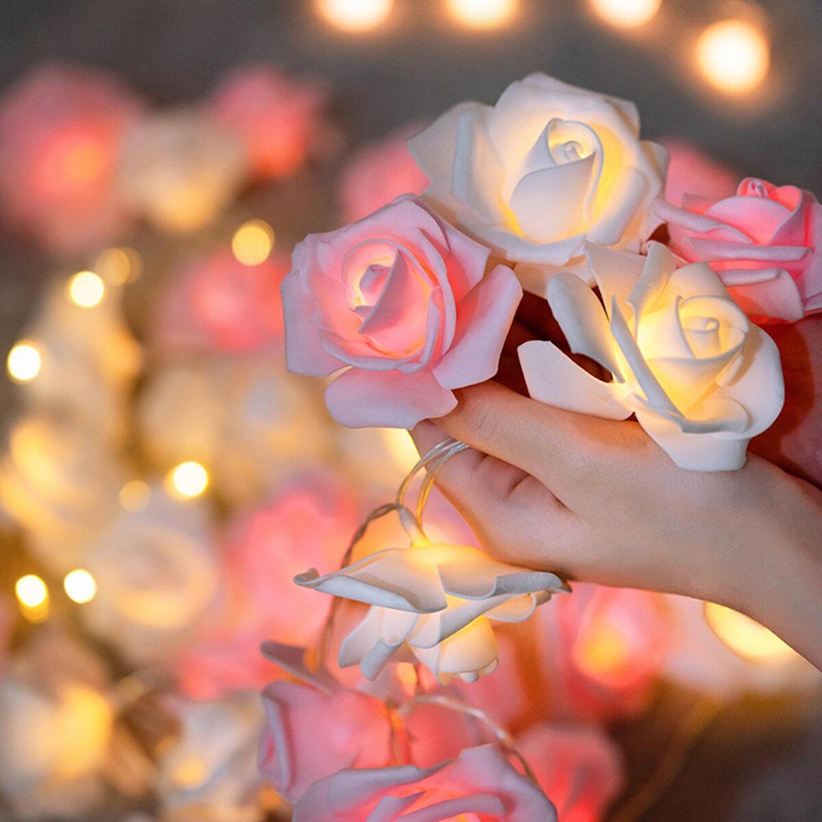 Premier Pink & White Rose Lights