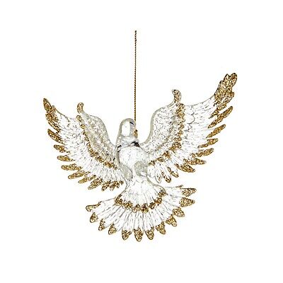 Premier Clear Dove With Glitter Edges Hanging Decoration