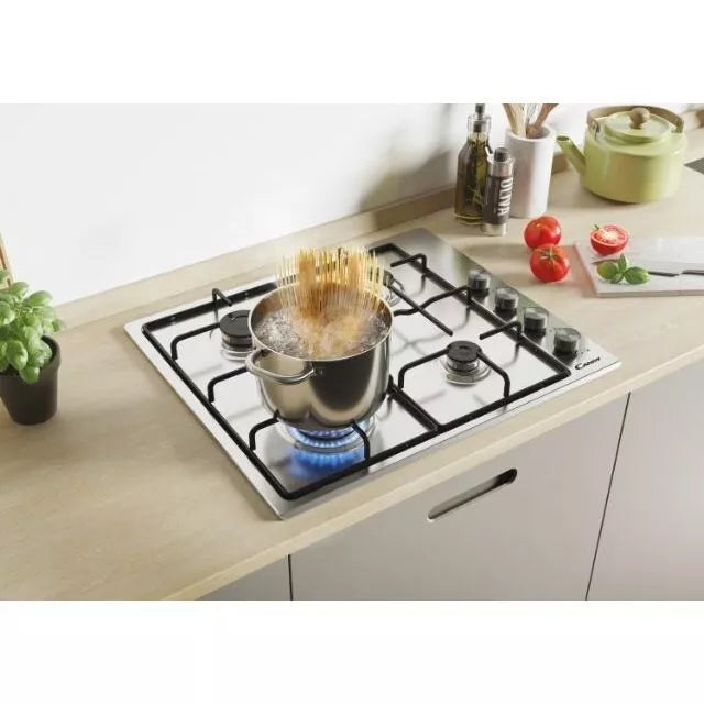 Candy 4 Burner Gas Hob, Enamel Pan Supports