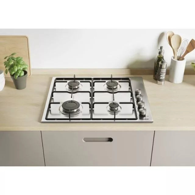 Candy 4 Burner Gas Hob, Enamel Pan Supports