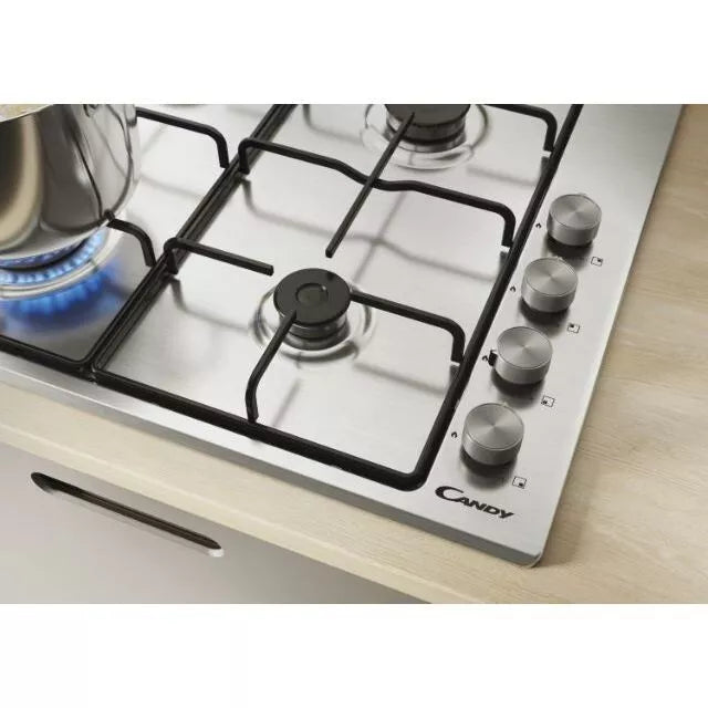 Candy 4 Burner Gas Hob, Enamel Pan Supports