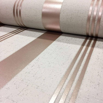 Fine Decor Quartz Stripe Rose Gold Wallpaper (FD42205)