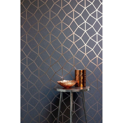 Fine Decor Platinum Foil Grey/Rose Gold Wallpaper (FD42490)