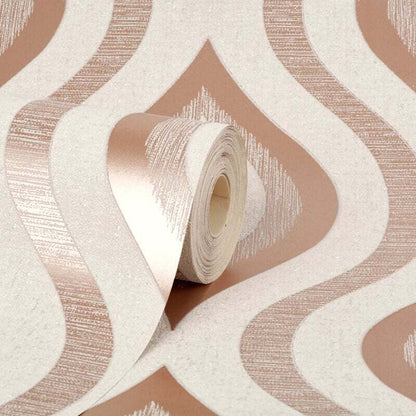 Fine Decor Quartz Rose Gold/Off White Geo Wallpaper (FD42206)