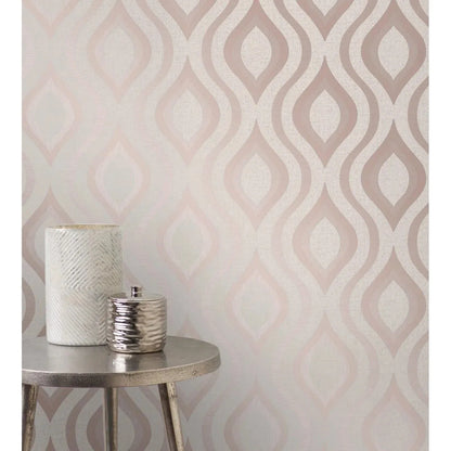 Fine Decor Quartz Rose Gold/Off White Geo Wallpaper (FD42206)