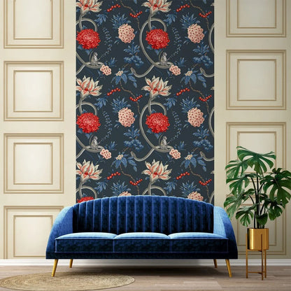 Belgravia Forbidden Fruit Papier Peint Bleu