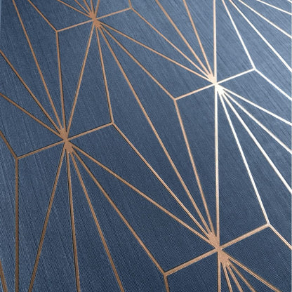 Muriva Kayla Blue and Bronze Wallpaper (703016)