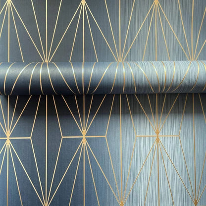 Muriva Kayla Blue and Bronze Wallpaper (703016)