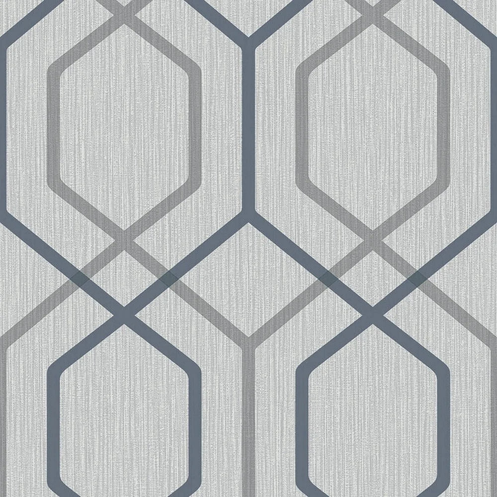 Belgravia Oria Hex Navy/Grey Wallpaper (6733)