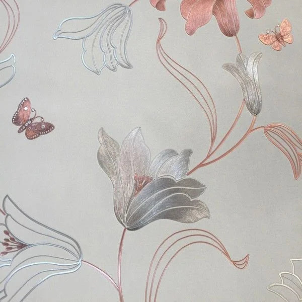 Muriva Amelia Floral Stone & Rose Wallpaper (701410)