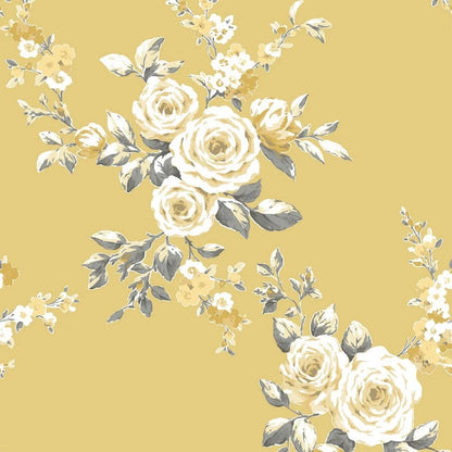 Muriva Canterbury Floral Ochre Wallpaper (165501)