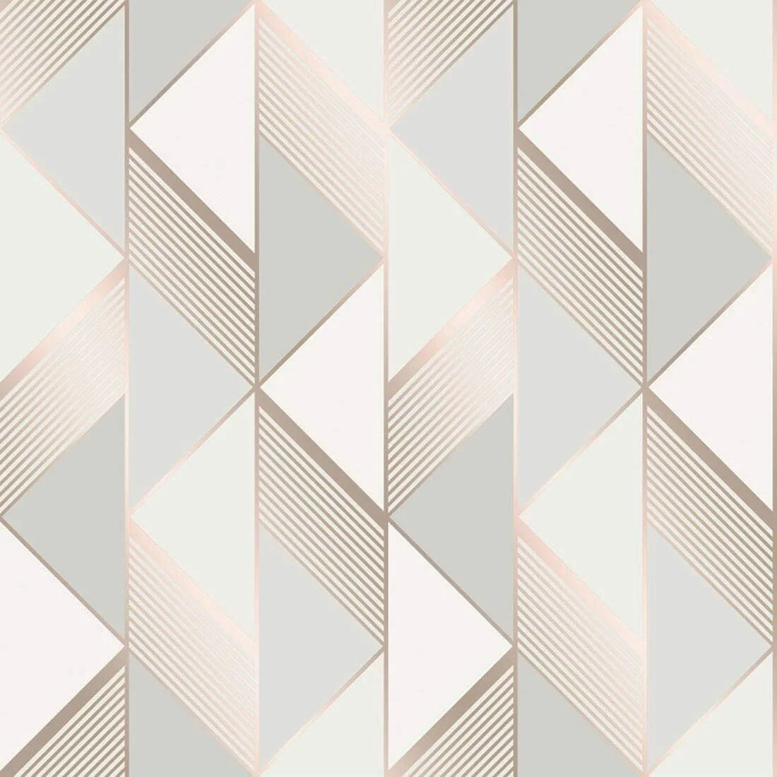 Muriva Lipsy Geometric Grey & Rose Gold Wallpaper (144902)