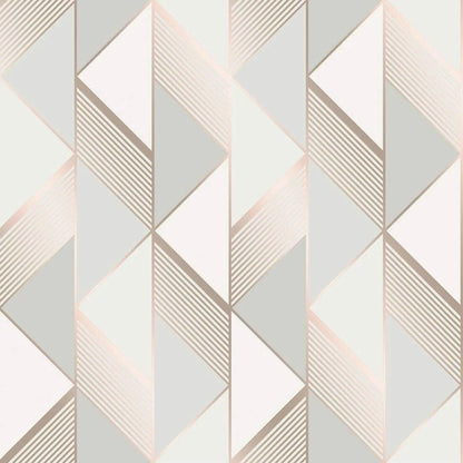 Muriva Lipsy Geometric Grey & Rose Gold Wallpaper (144902)