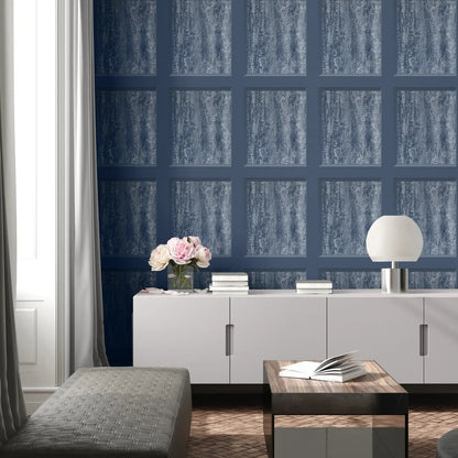 Muriva Eterna Marble Panel Blue Wallpaper (186504)