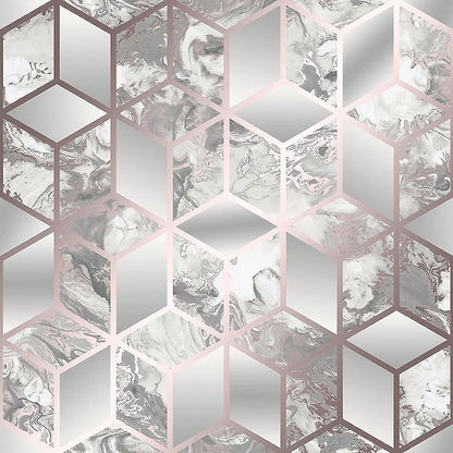 Muriva Elixir Rose Gold Cube Geo Wallpaper (166511)