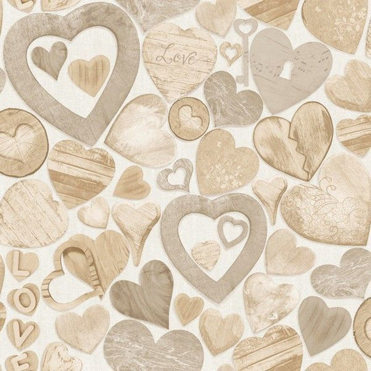 Muriva Wooden hearts Wallpaper (102570)