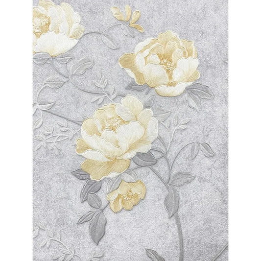 Muriva Bettany Papier peint floral ocre/gris (703051)