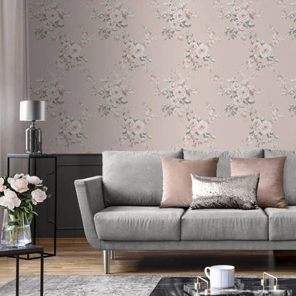 Muriva Canterbury Floral Blush Wallpaper (165504)