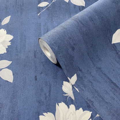 Muriva Oleana Floral Blue/Silver Wallpaper (703073)