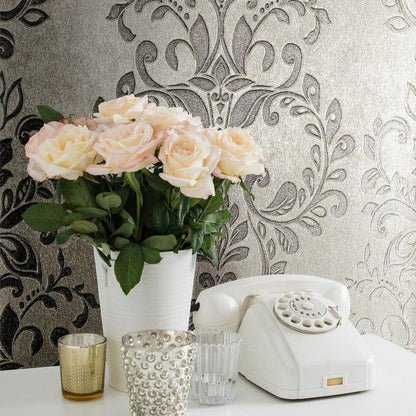 Muriva Serena Damask Silver Wallpaper (701452)