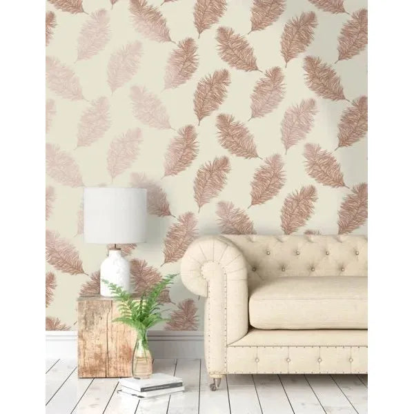Holden Fawning feather rose gold/cream Wallpaper (12627)