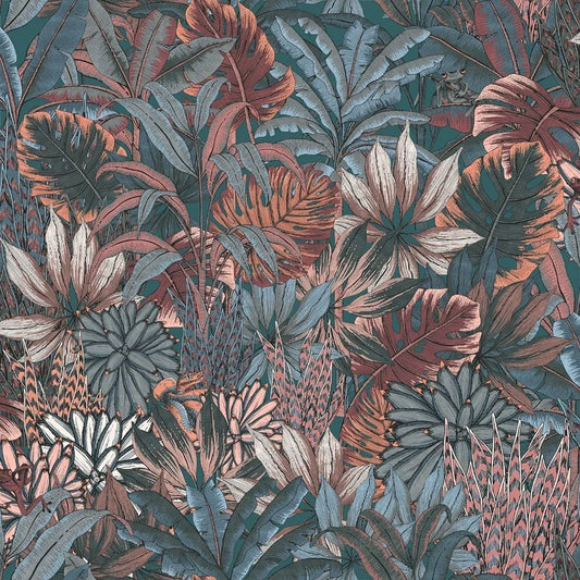 Muriva Lush Forest Teal Wallpaper (205501)