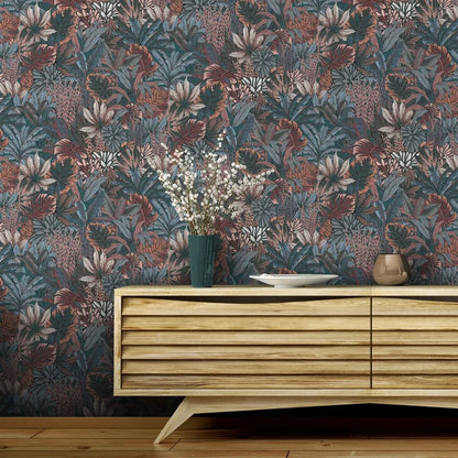 Muriva Lush Forest Teal Wallpaper (205501)