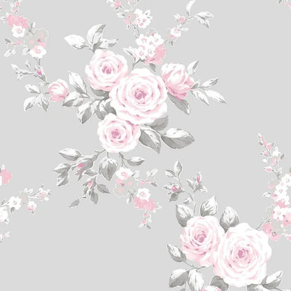 Muriva Canterbury Floral Grey/Pink Wallpaper (165503)