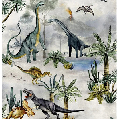 Belgravia Dino Kingdom - Papel pintado verde