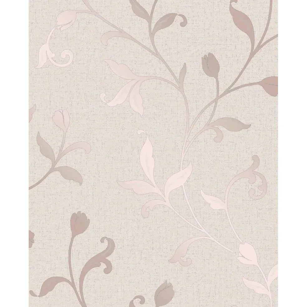 Papel tapiz floral de cuarzo rosa y blanco roto, decoración fina (FD42209)