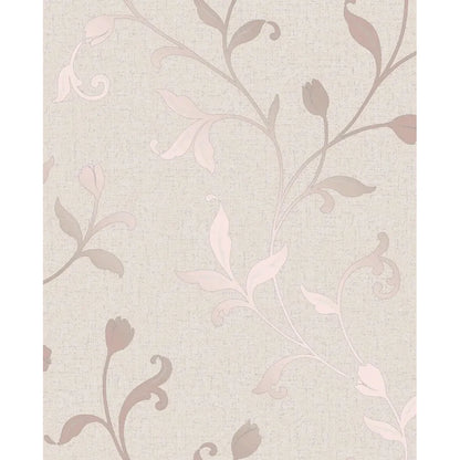 Fine Decor Quartz Rose Gold/Off White Floral Wallpaper (FD42209)