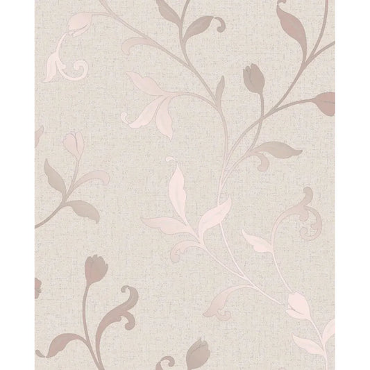 Papier peint floral fine decor quartz or rose/blanc cassé (FD42209)