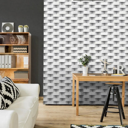 Muriva Diagonal brick white Wallpaper (L57129)