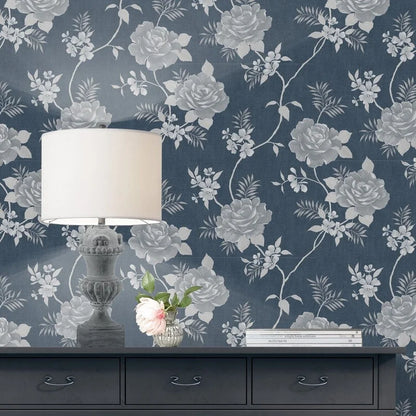 Muriva Darcy James Rosalind Navy Blue Wallpaper (173503)