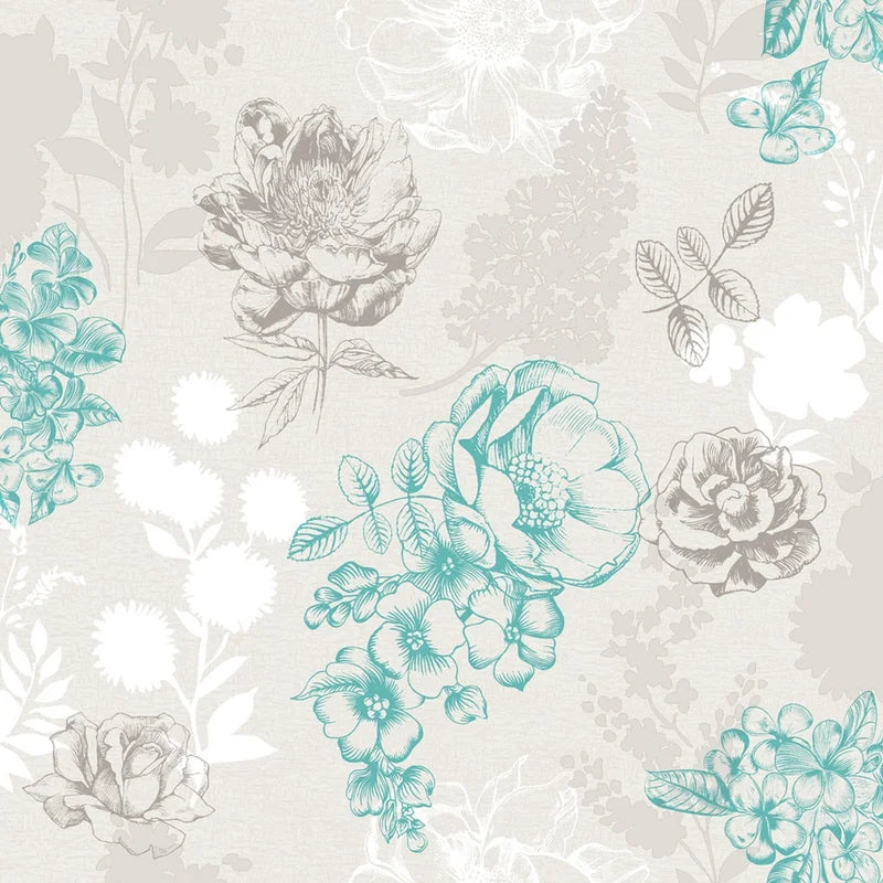 Muriva Mila Floral Chocolate & Teal Wallpaper (140501)