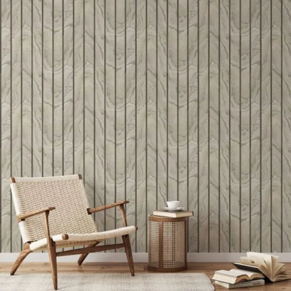 Muriva Woodgrain Panel Natural Wallpaper (193501)