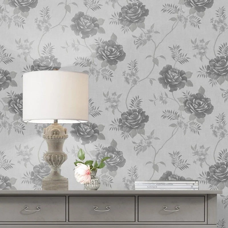 Muriva Darcy James Rosalind Grey Wallpaper (173501)