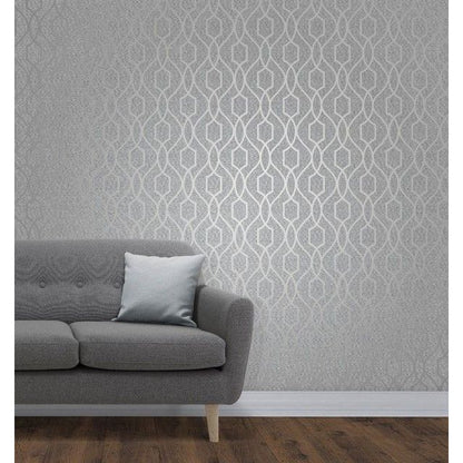 Fine Decor UK Apex Trellis Silver/Grey Wallpaper (FD41995)