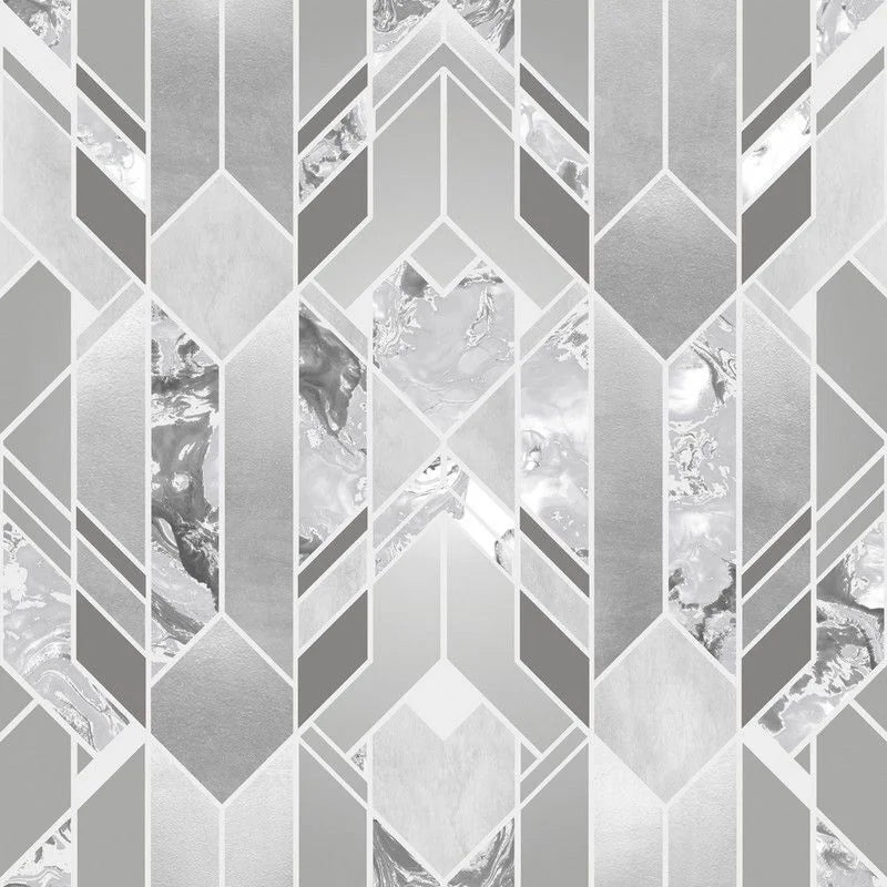 Muriva Elixir Geo Silver Wallpaper (167501)