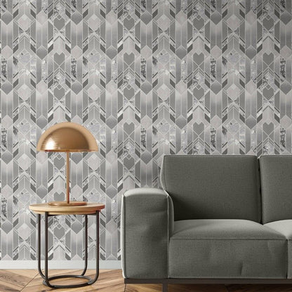 Muriva Elixir Geo Silver Wallpaper (167501)