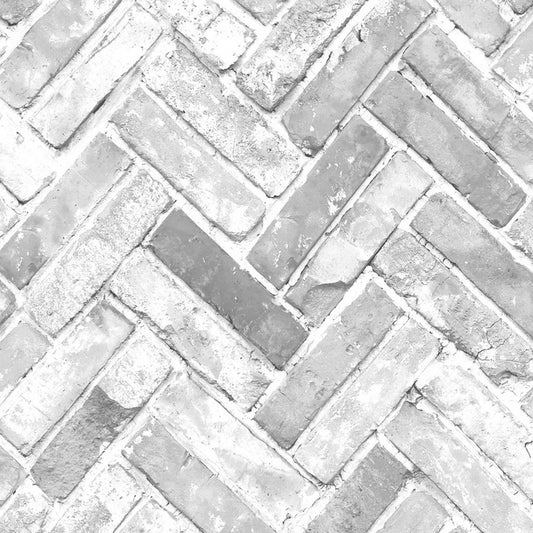 Muriva Herringbone Brick Grey Wallpaper (174502)
