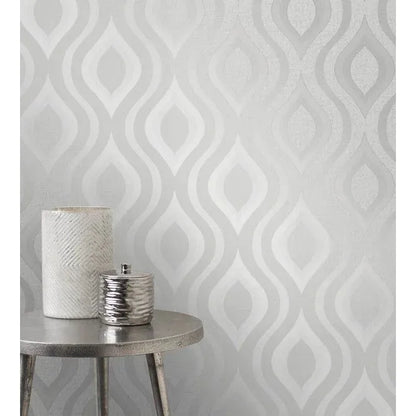 Fine Decor Quartz Silver/Grey Geo Wallpaper (FD41968)