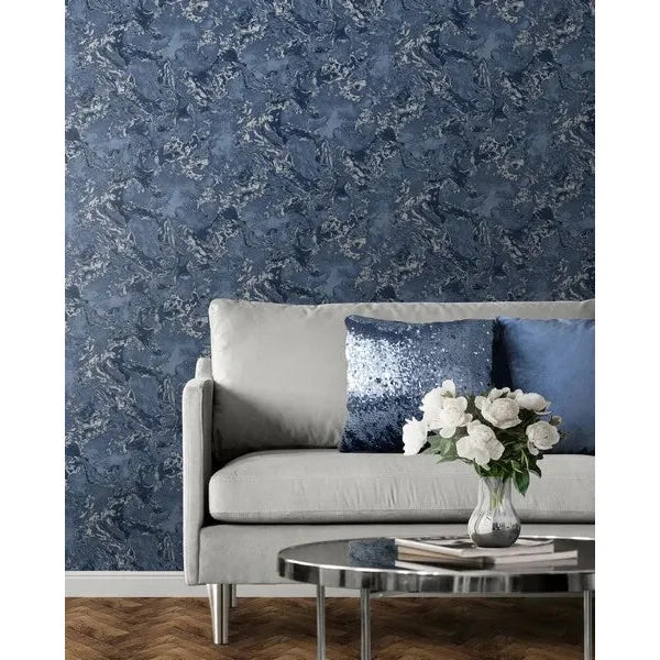 Muriva Elixir Blue/Silver Wallpaper (166505)